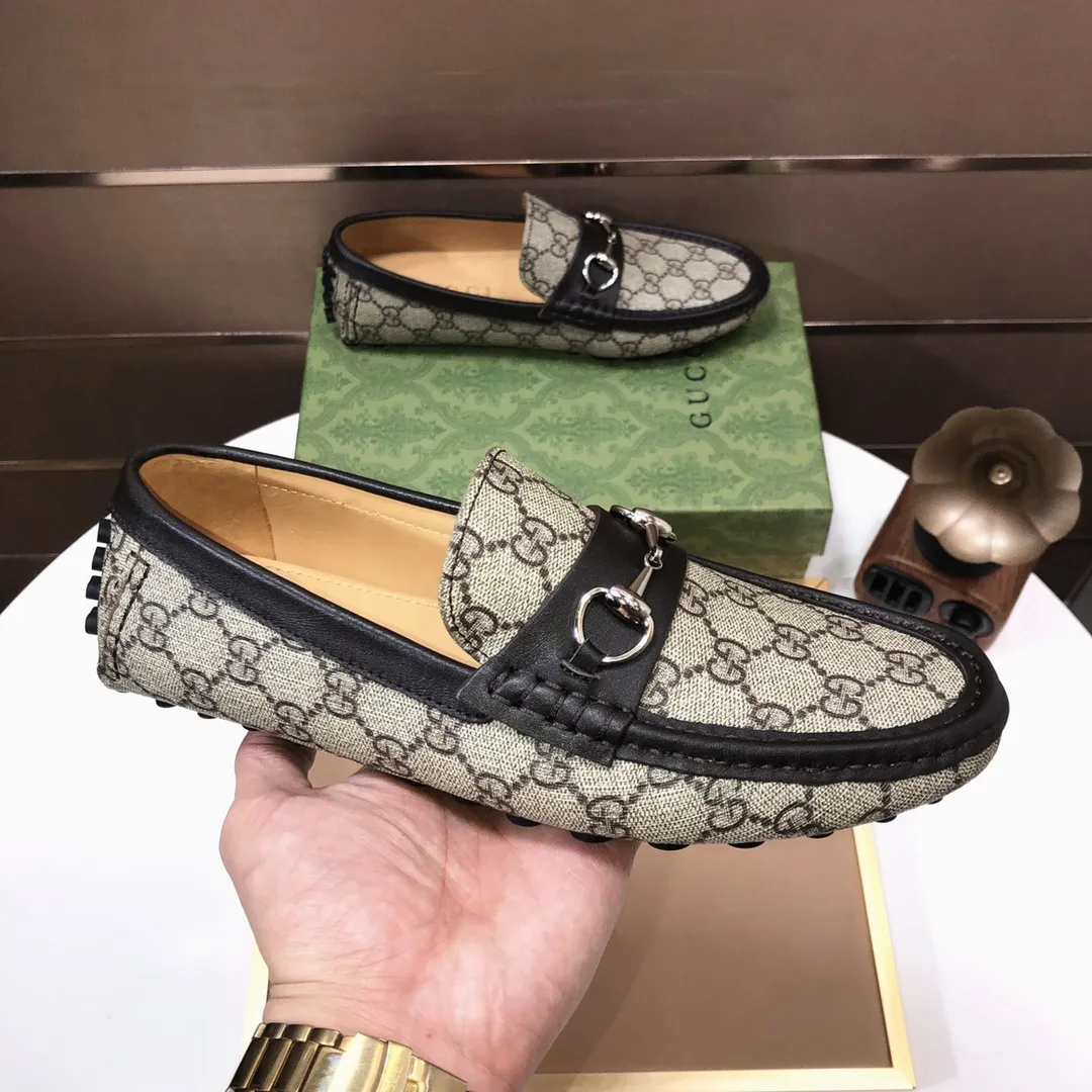Men's Men's Shoes💰420💰[Gucci GUCCI] (High-end Niuli) New 🍀Gucci*-Gucci Peas Shoes! Made of imported original cowhide, the inner top layer is comfortable cowhide lining! Original wear-resistant rubber outsole! High quality products! Code number 38-44!